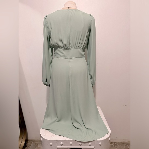 Cupshe Pastel Green V-neck Button Front Fitted Waist Midi Slit Dress M - Picture 7 of 14